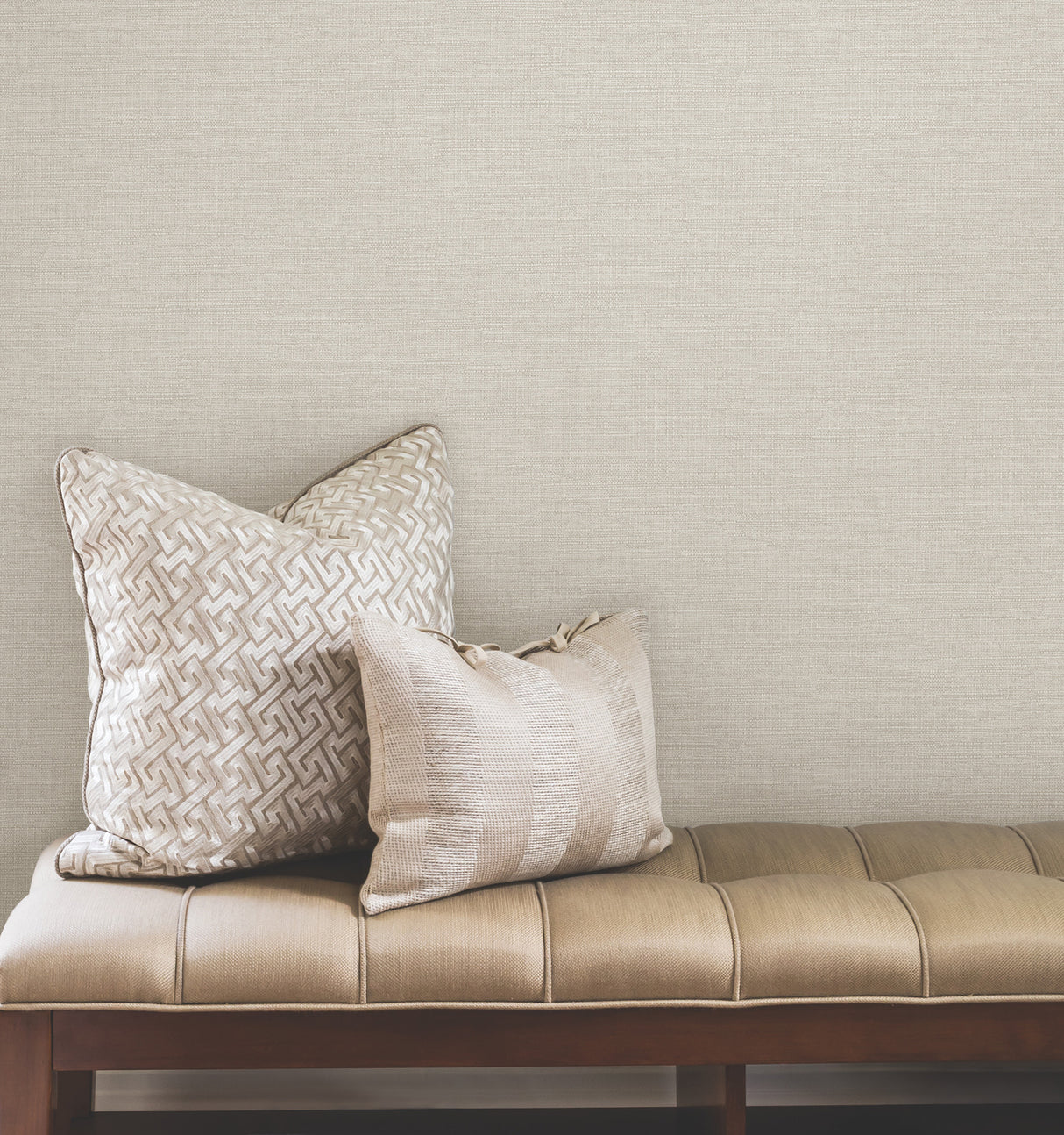 York Wallcoverings UW1012N Terrene Cream Faux Linen Wallpape