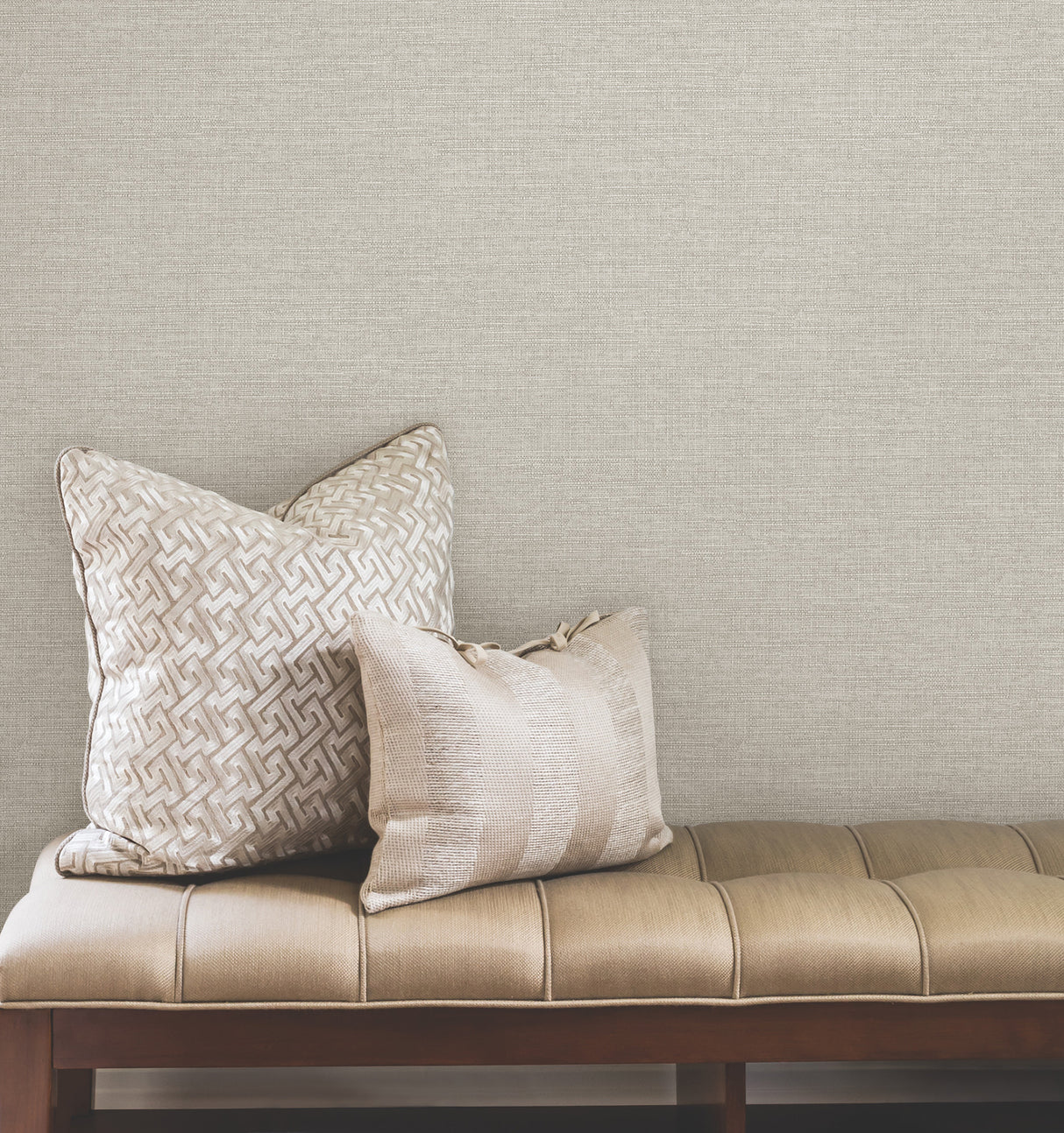 York Wallcoverings UW1013N Terrene Light Grey Faux Linen Wal