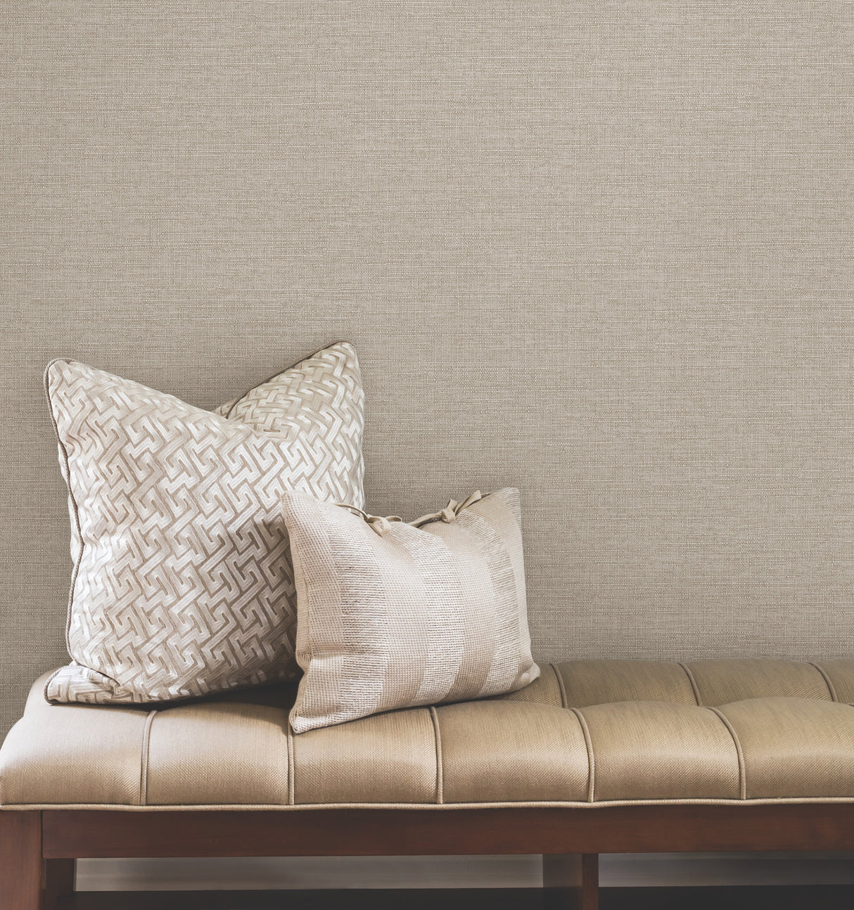 York Wallcoverings UW1014N Terrene Light Brown Faux Linen Wa