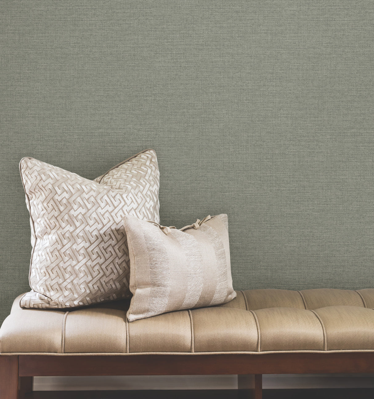 York Wallcoverings UW1016N Terrene Moss Faux Linen Wallpaper