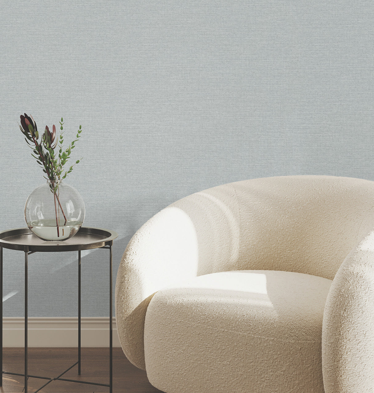 York Wallcoverings UW1018N Terrene Light Blue Faux Linen Wal