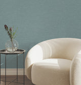 York Wallcoverings UW1019N Terrene Teal Faux Linen Wallpaper