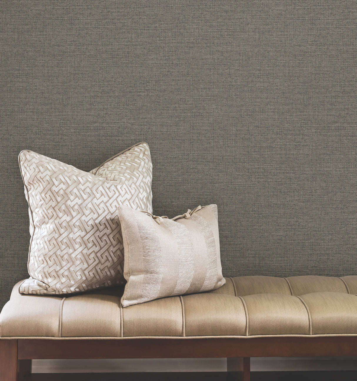 York Wallcoverings UW1020N Terrene Charcoal Faux Linen Wallp