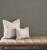 York Wallcoverings UW1020N Terrene Charcoal Faux Linen Wallp