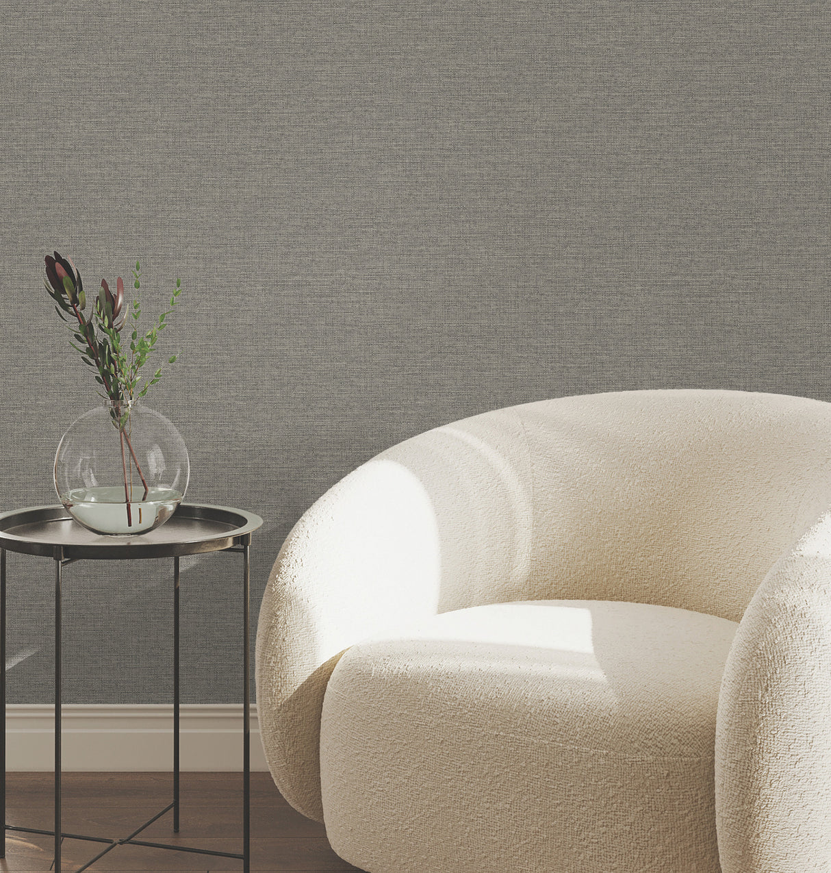 York Wallcoverings UW1020N Terrene Charcoal Faux Linen Wallp