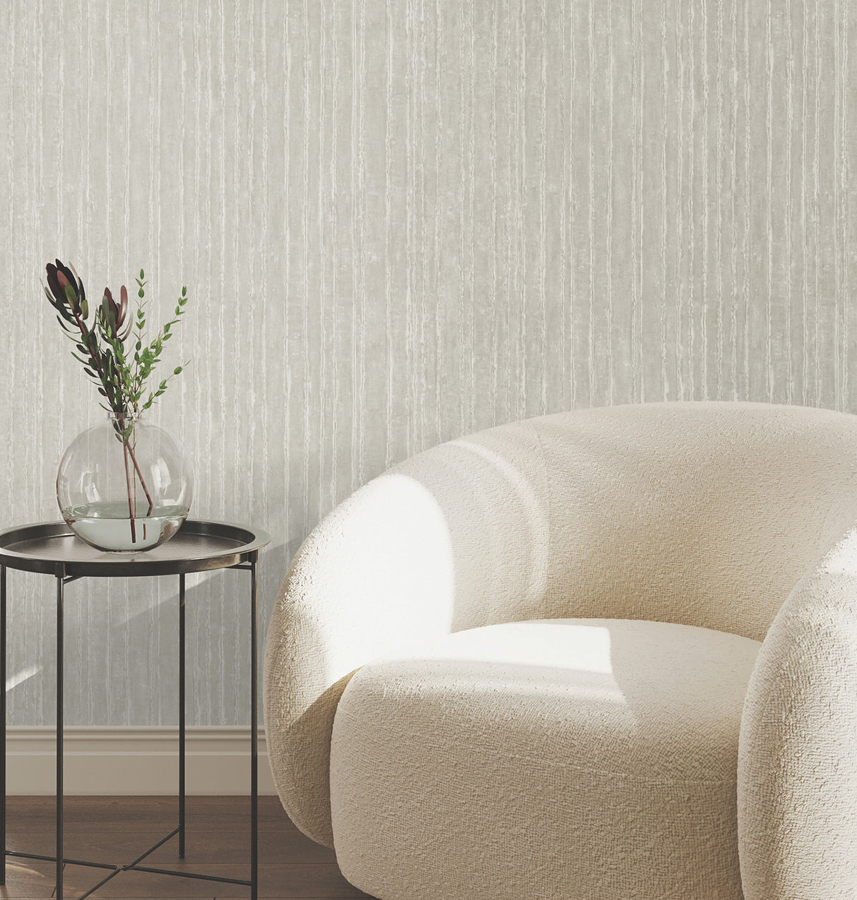 York Wallcoverings UW1024N Precious Metal Silver Corrugated 