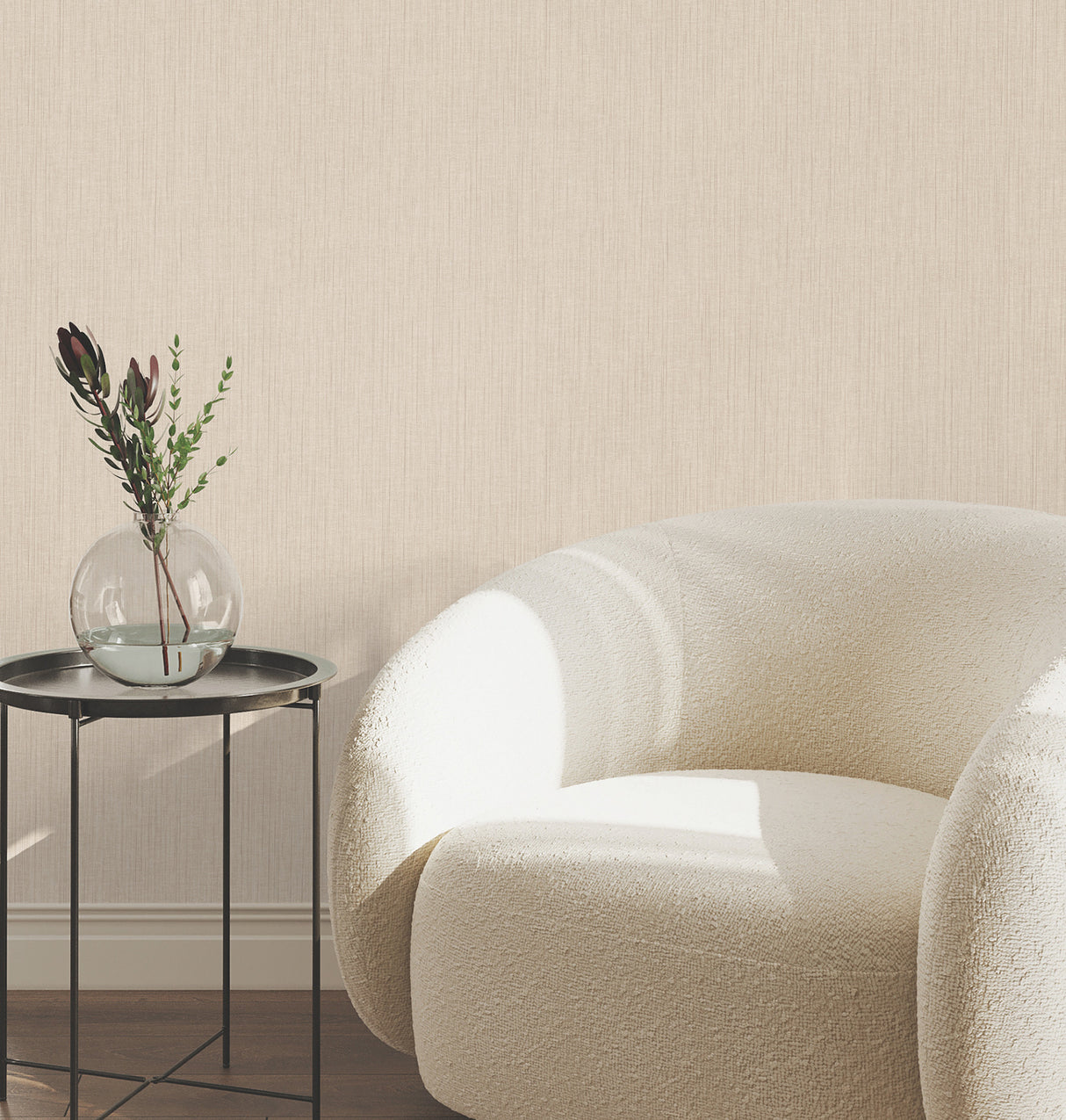 York Wallcoverings UW1052N Silk Spun Beige Tactile Stripe Wa