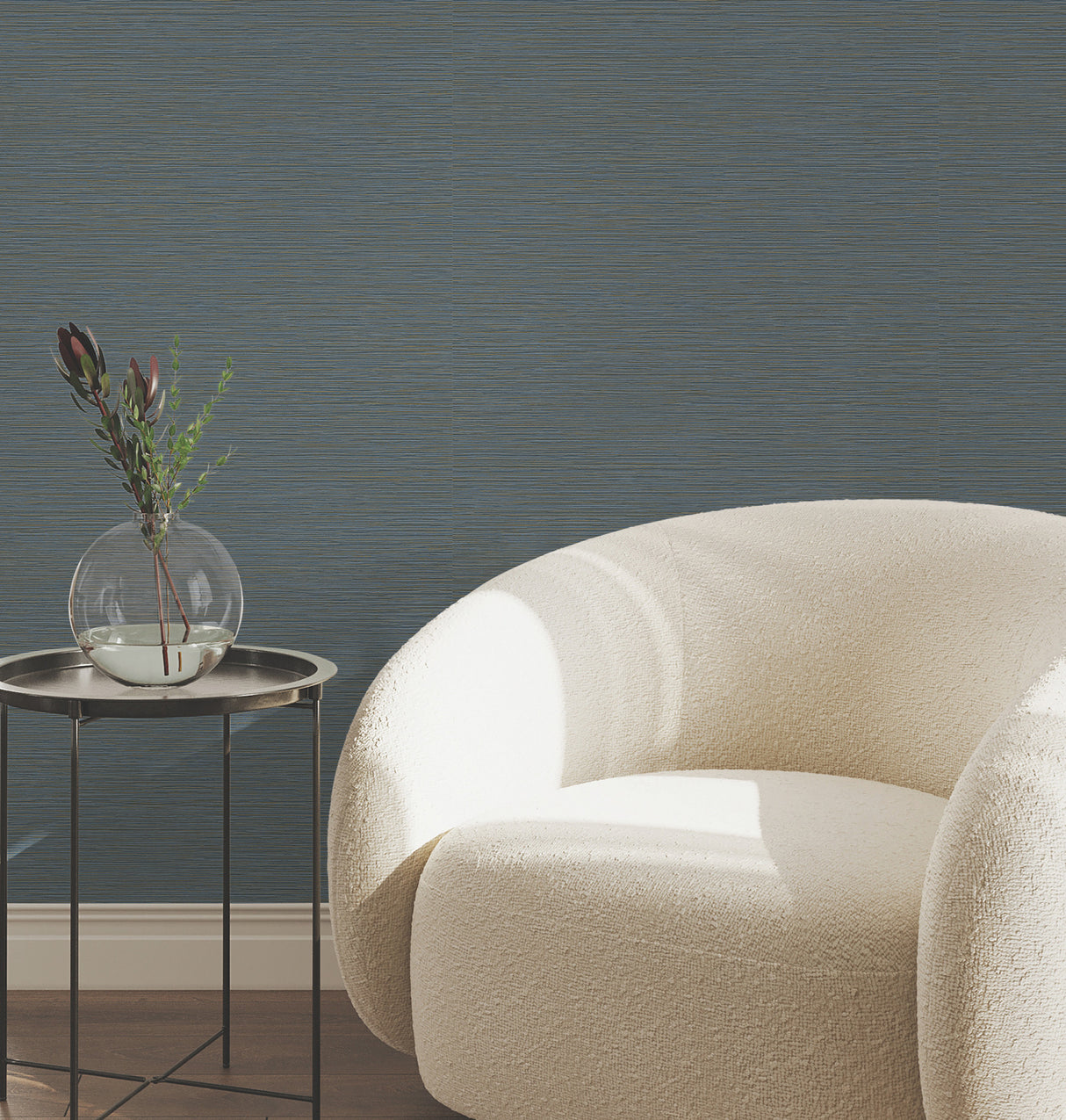 York Wallcoverings UW1067N Oasis Dark Blue Faux Grasscloth W