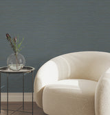York Wallcoverings UW1067N Oasis Dark Blue Faux Grasscloth W