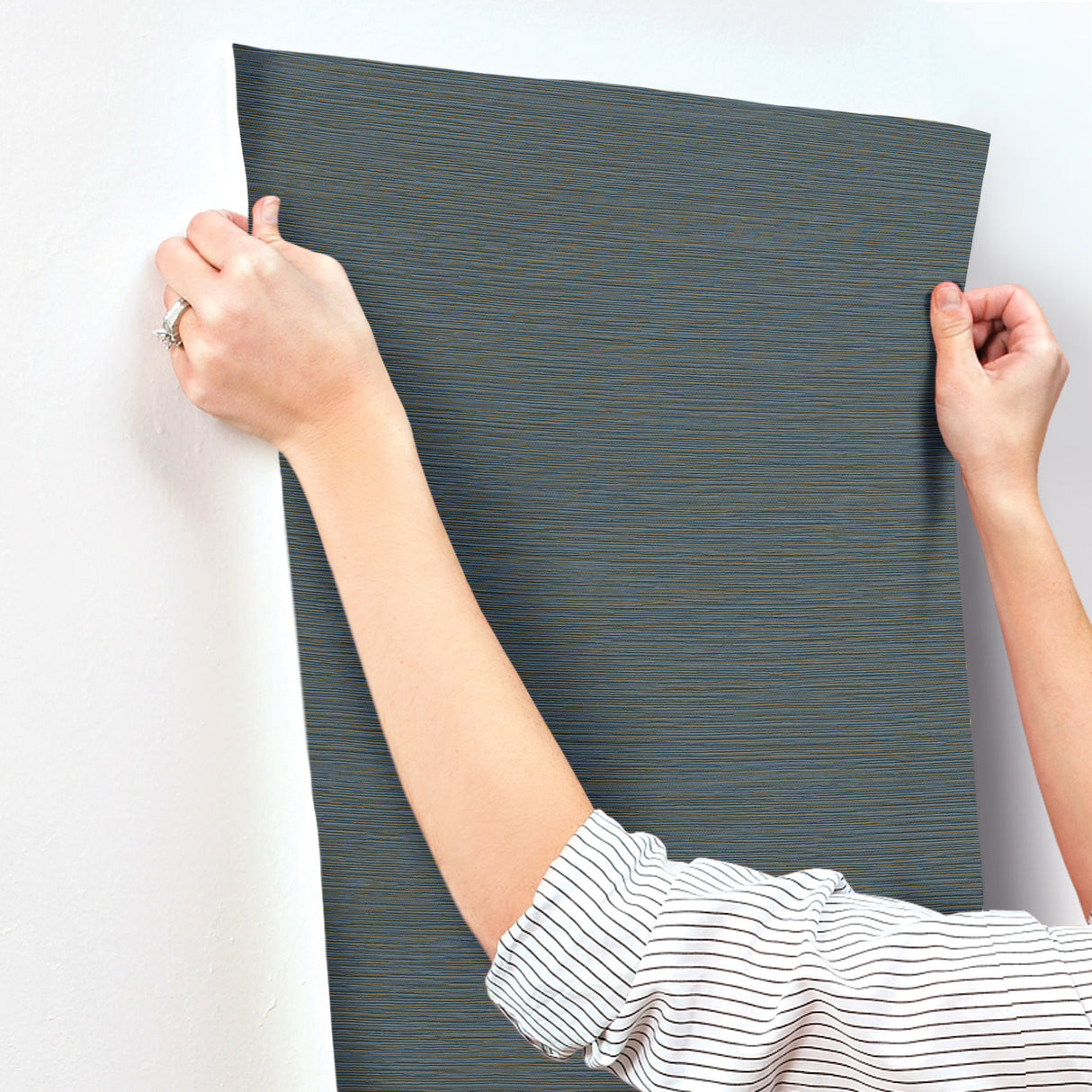 York Wallcoverings UW1067N Oasis Dark Blue Faux Grasscloth W