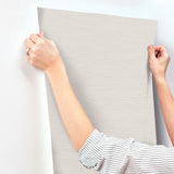 York Wallcoverings UW1068N Oasis Light Grey Faux Grasscloth 