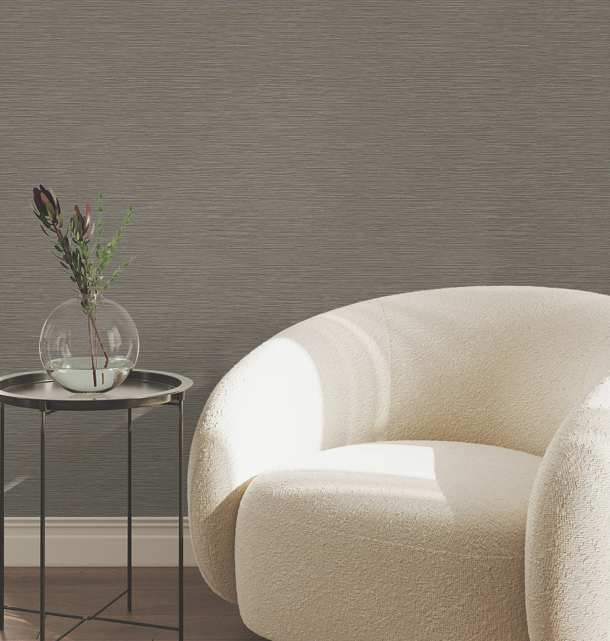 York Wallcoverings UW1072N Oasis Charcoal Faux Grasscloth Wa