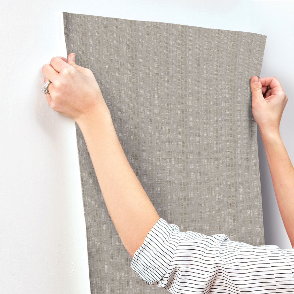 York Wallcoverings UW1095N Line In The Sand Taupe Woven Stri