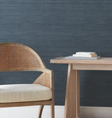 York Wallcoverings UW1107N Silk Essence Indigo Faux Fabric W