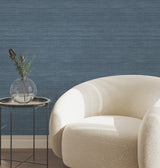 York Wallcoverings UW1107N Silk Essence Indigo Faux Fabric W