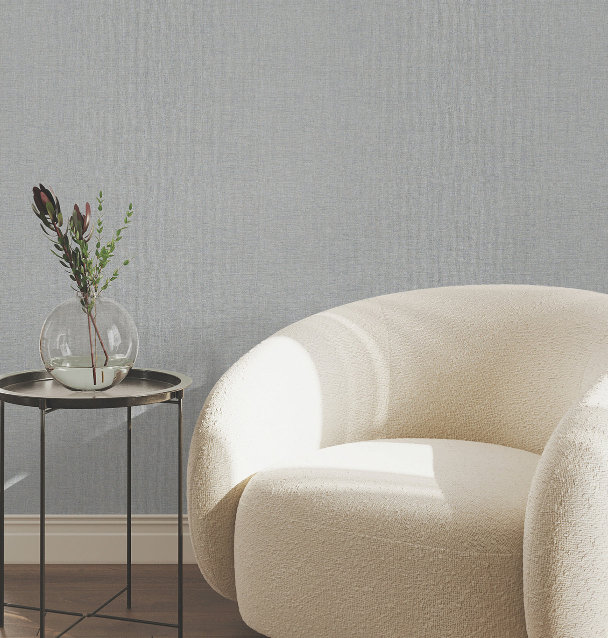 York Wallcoverings UW1126N Heathered Linen Light Blue Faux F