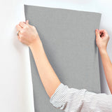 York Wallcoverings UW1126N Heathered Linen Light Blue Faux F