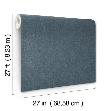 York Wallcoverings UW1127N Heathered Linen Indigo Faux Fabri