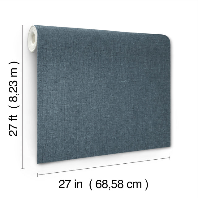 York Wallcoverings UW1127N Heathered Linen Indigo Faux Fabri