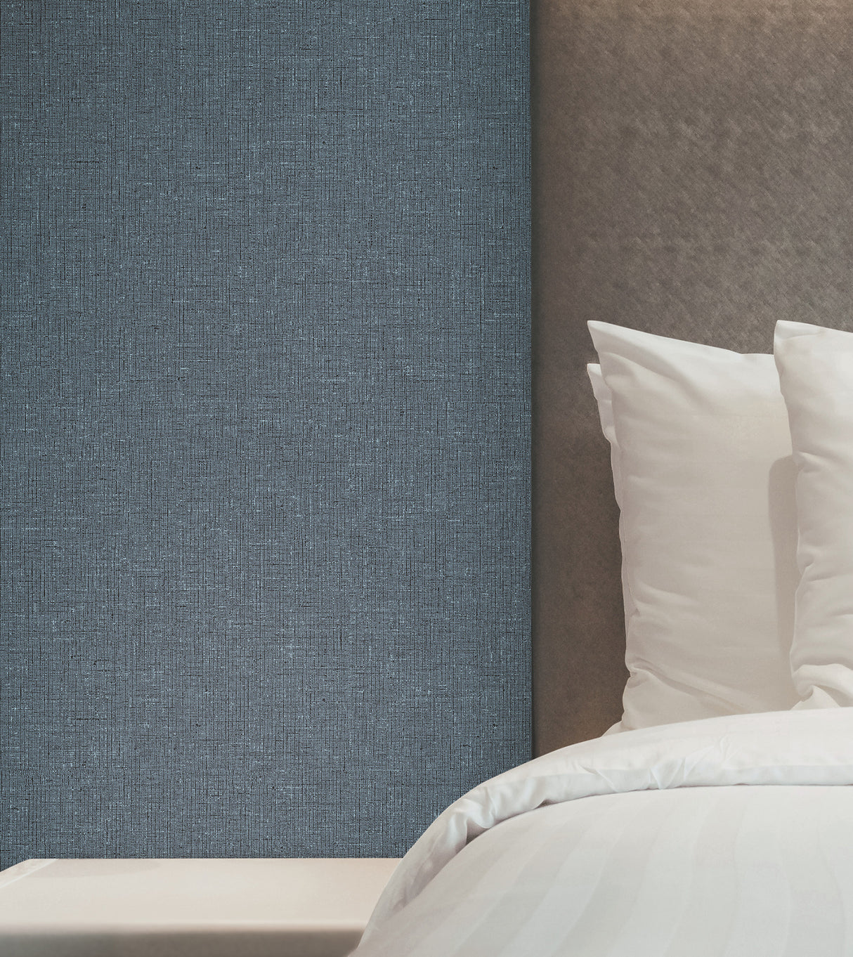 York Wallcoverings UW1127N Heathered Linen Indigo Faux Fabri
