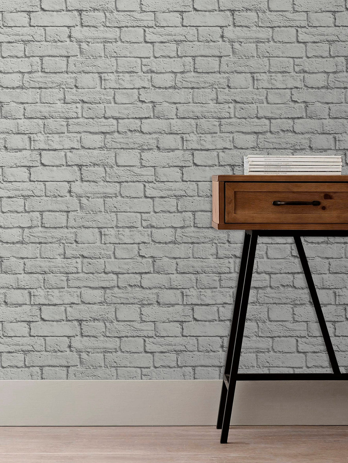 Brewster UW24764 Cologne Grey Painted Brick Wallpaper