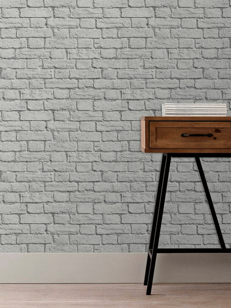 Brewster UW24764 Cologne Grey Painted Brick Wallpaper