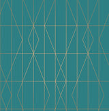 Brewster UW24786 LeVeque Teal Deco Diamond Geo Wallpaper