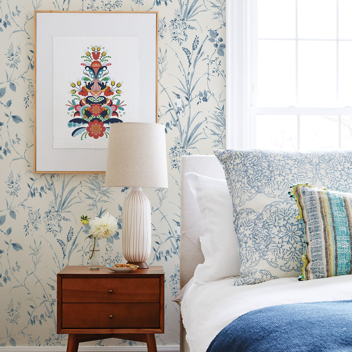 Brewster UW25885 Mariko Blue Botanical Wallpaper