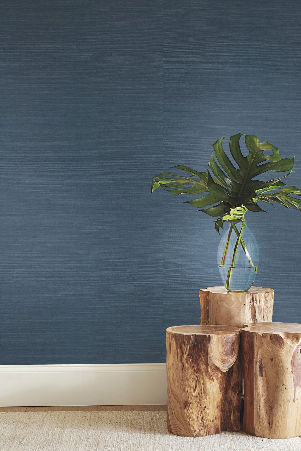 York VG4405 Plain Grass Sisal Grasscloth Blue Wallpaper