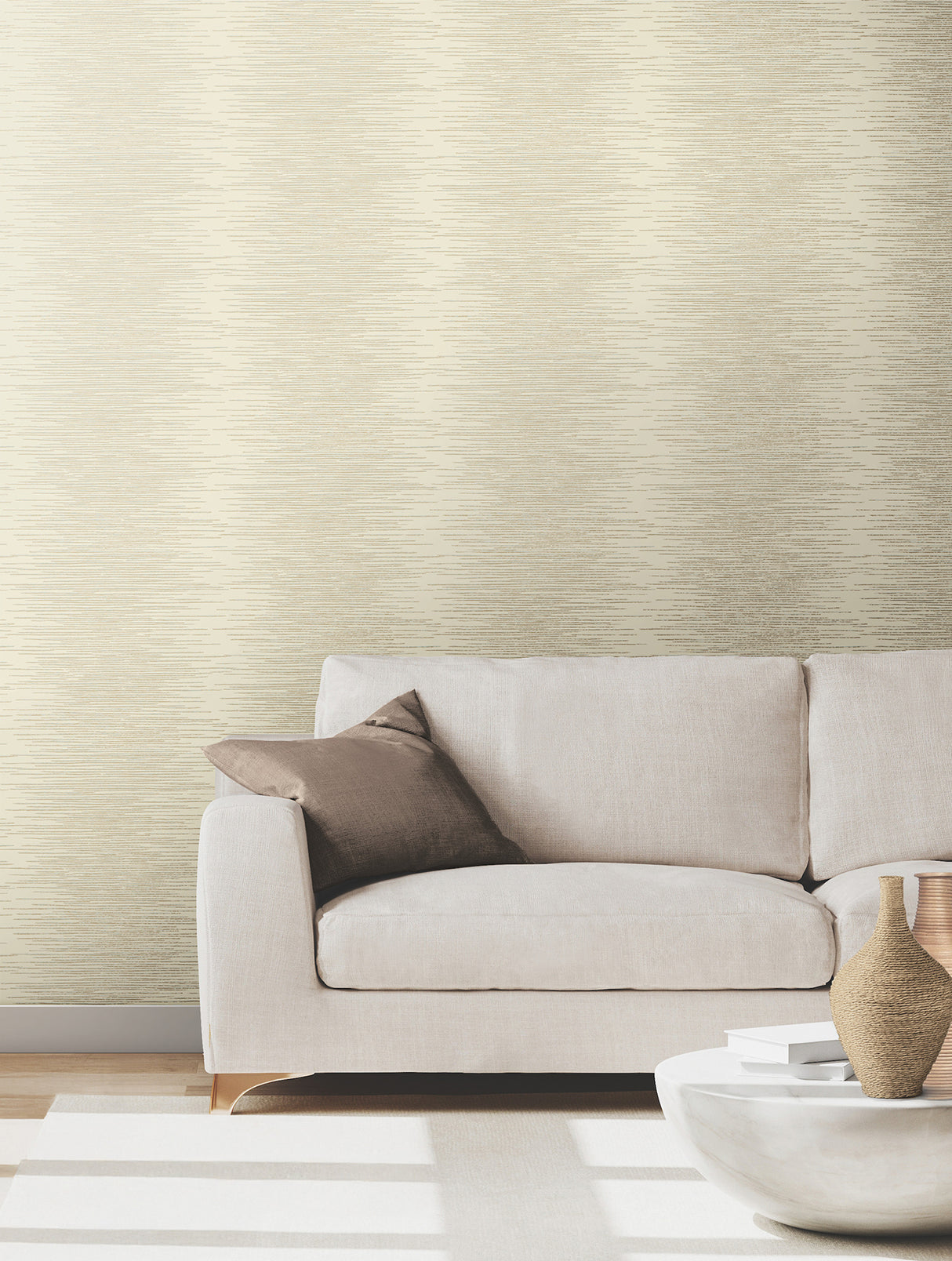 Ronald Redding VR1501 Operetta Cream Metallic Columns Wallpaper