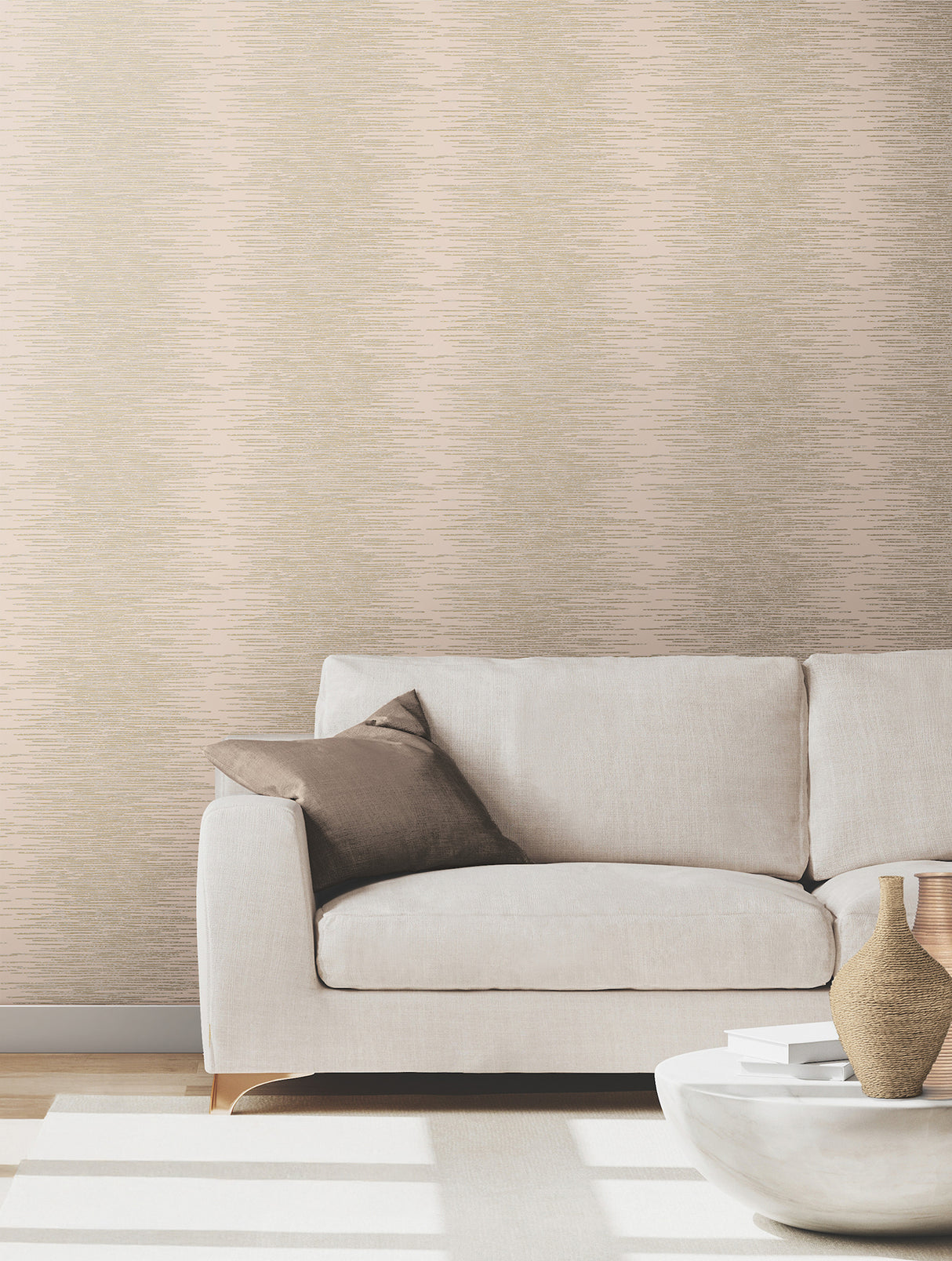 Ronald Redding VR1502 Operetta Blush Metallic Columns Wallpaper