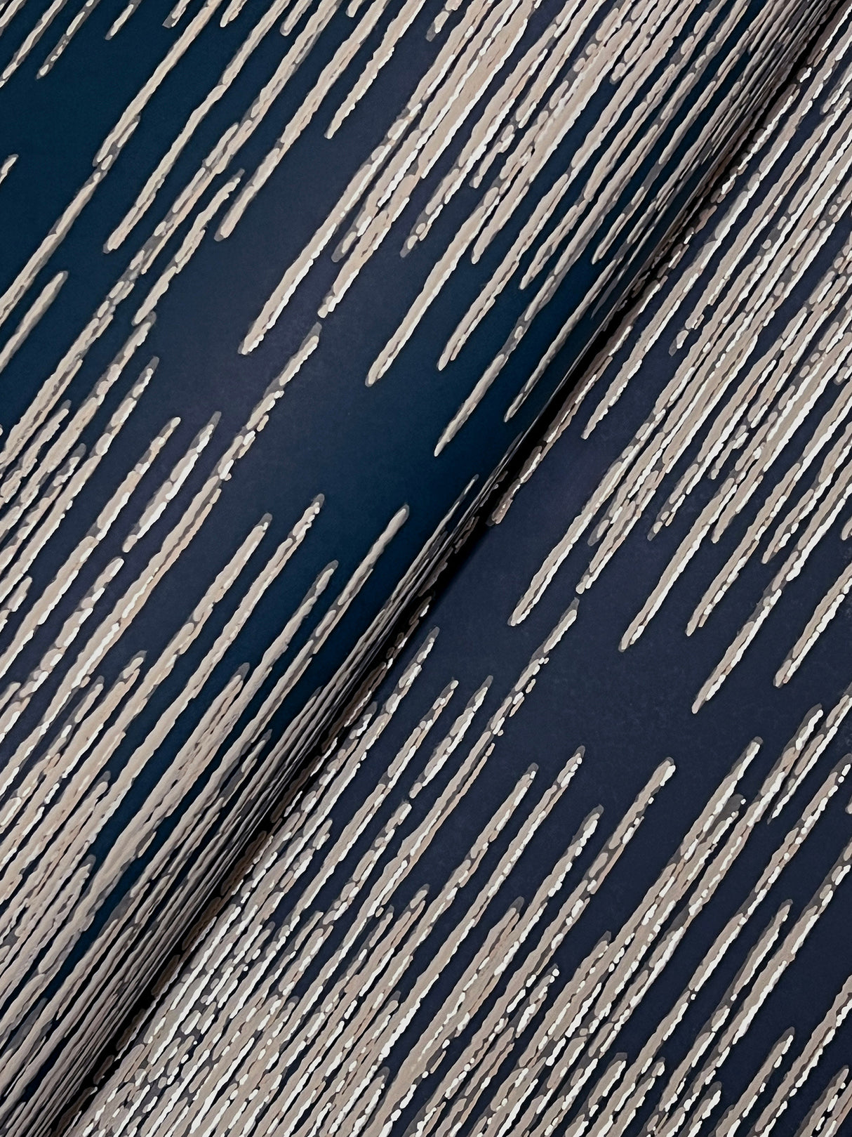 Ronald Redding VR1503 Operetta Navy Metallic Columns Wallpaper