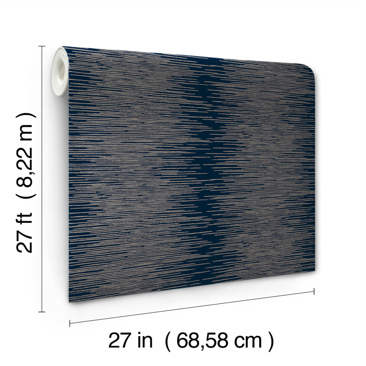 Ronald Redding VR1503 Operetta Navy Metallic Columns Wallpaper