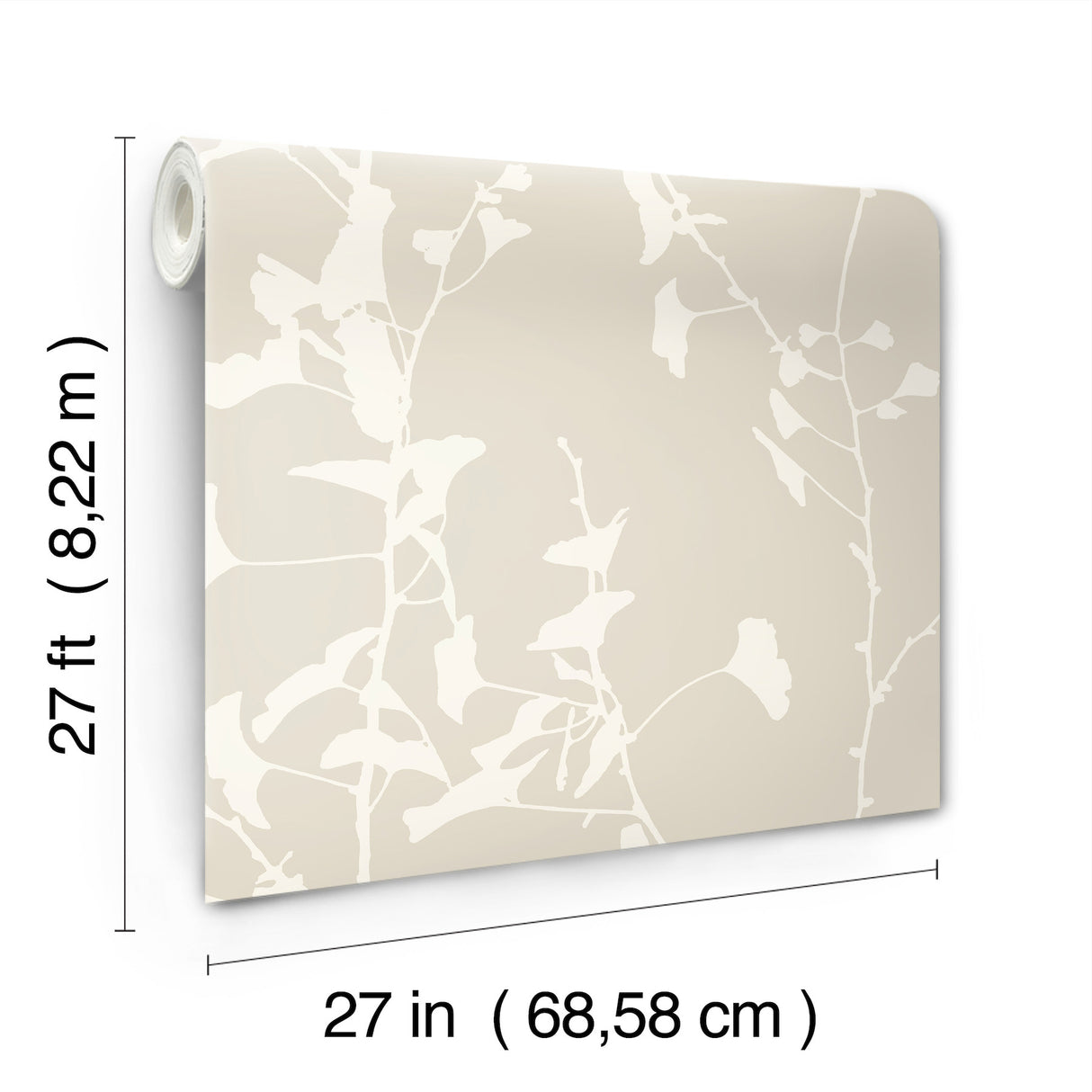 Ronald Redding VR1507 Ginkgo Silhouette Taupe Cork Wallpaper
