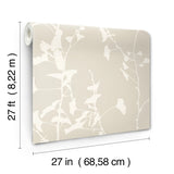 Ronald Redding VR1507 Ginkgo Silhouette Taupe Cork Wallpaper