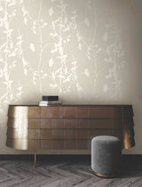 Ronald Redding VR1507 Ginkgo Silhouette Taupe Cork Wallpaper