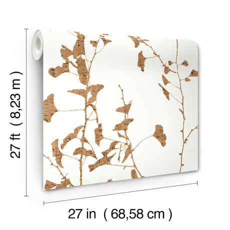 Ronald Redding VR1509 Ginkgo Silhouette Light Brown Cork Wallpaper