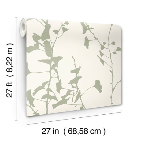 Ronald Redding VR1510 Ginkgo Silhouette Sage Cork Wallpaper