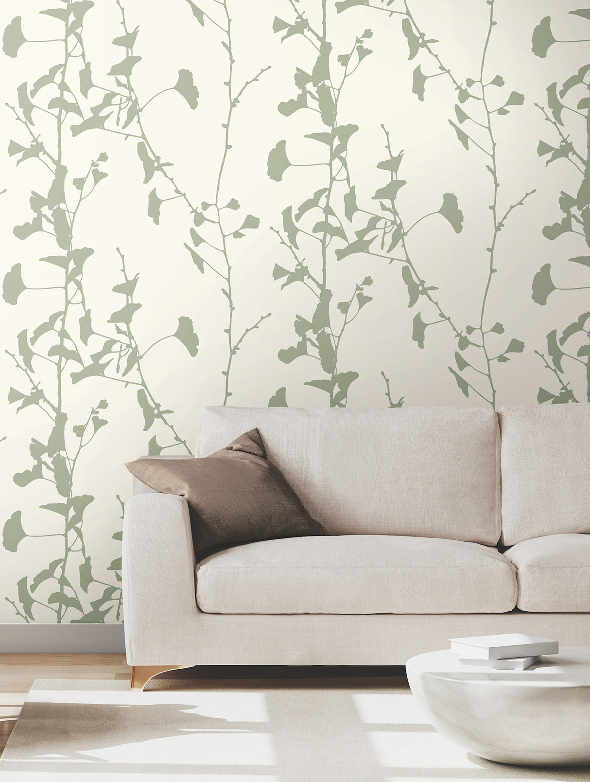 Ronald Redding VR1510 Ginkgo Silhouette Sage Cork Wallpaper