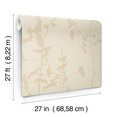 Ronald Redding VR1511 Ginkgo Silhouette Neutral Cork Wallpaper