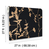 Ronald Redding VR1512 Ginkgo Silhouette Black & Gold Cork Wallpaper
