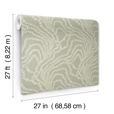 Ronald Redding VR1513 String of Pearls Sage Vine Wallpaper