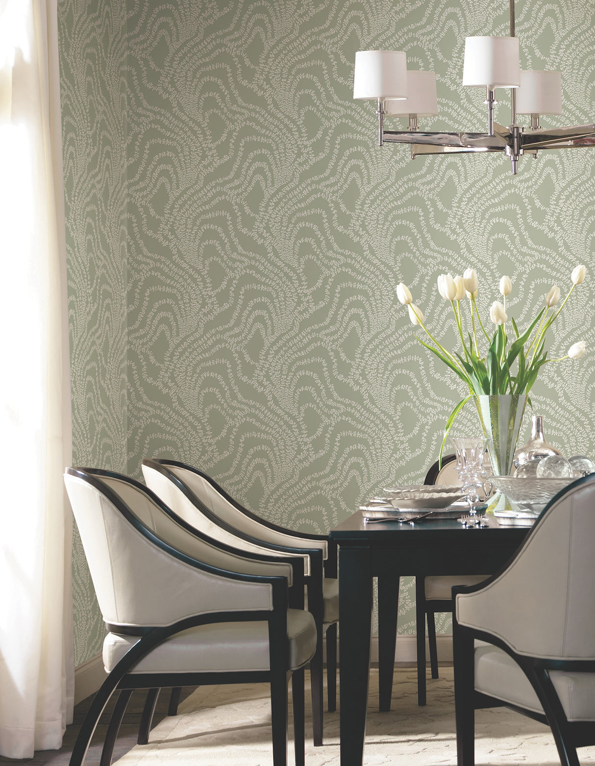 Ronald Redding VR1513 String of Pearls Sage Vine Wallpaper