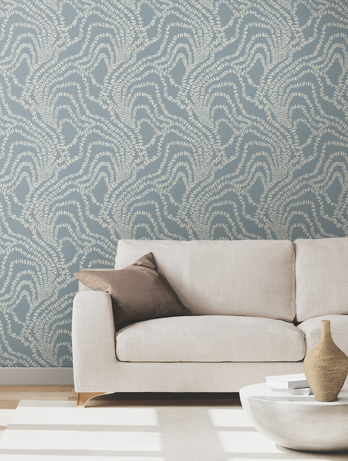 Ronald Redding VR1516 String of Pearls Denim Vine Wallpaper