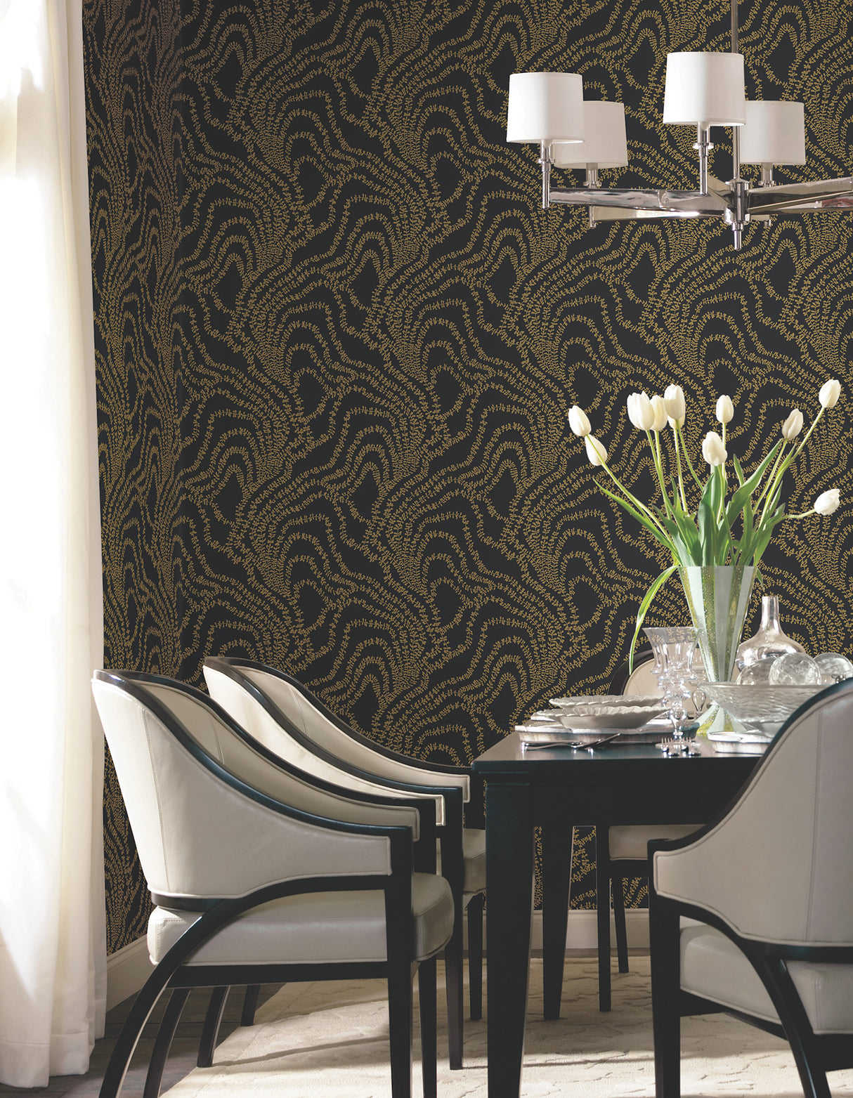 Ronald Redding VR1517 String of Pearls Gold Vine Wallpaper