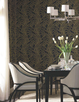 Ronald Redding VR1517 String of Pearls Gold Vine Wallpaper