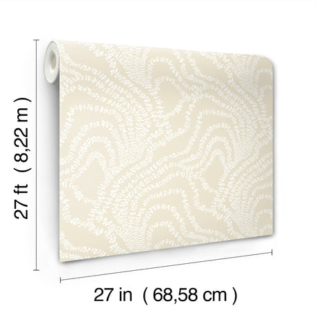 Ronald Redding VR1518 String of Pearls Beige Vine Wallpaper
