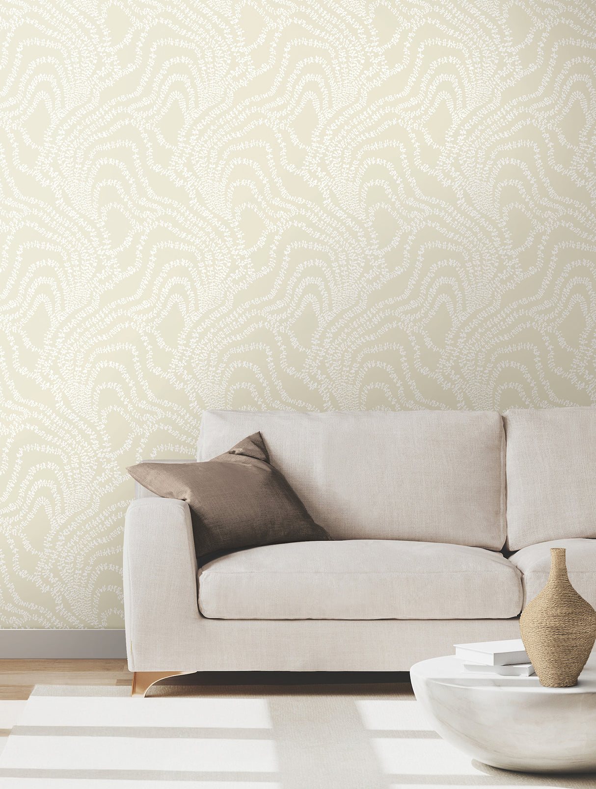Ronald Redding VR1518 String of Pearls Beige Vine Wallpaper