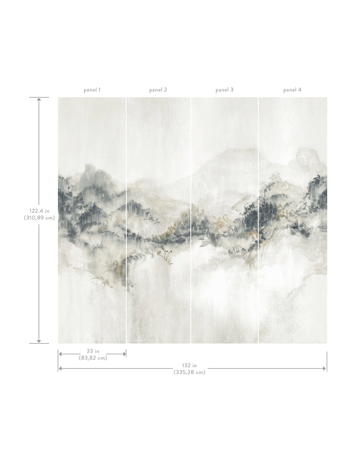 Ronald Redding VR1520M Mystic Overlook Grey Wall Mural
