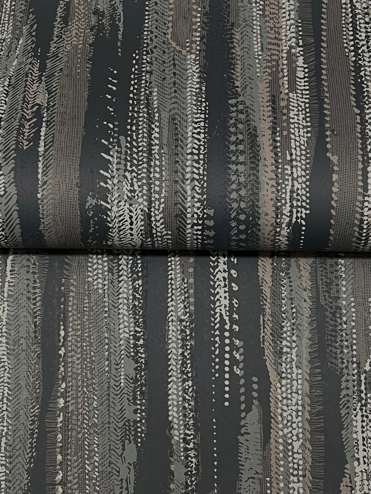 Ronald Redding VR1523 Tribeca Charcoal Texture Stripe Wallpaper